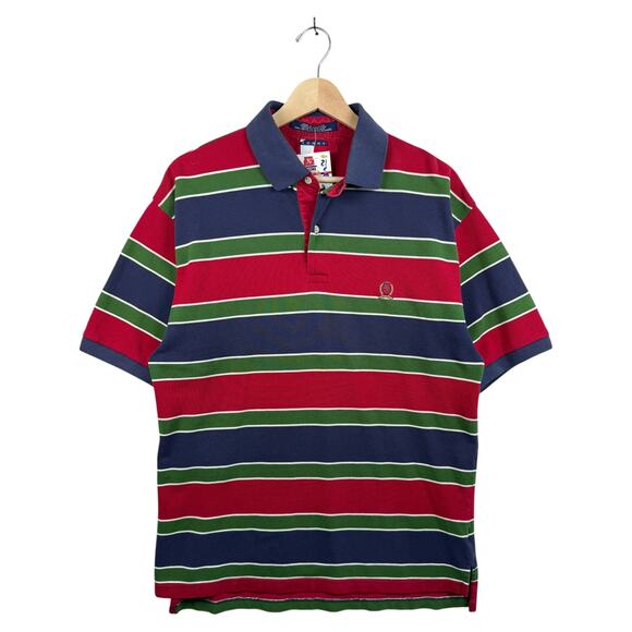 Vintage Tommy Hilfiger Striped Short Sleeve Polo Shirt Large - Picture 1 of 7